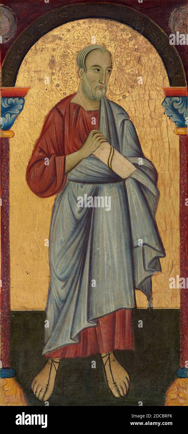 Maître de Saint François, (artiste), Umbrian, actif troisième quart 13ème siècle, Saint John l'évangéliste, c. 1272, tempera sur panneau, surface peinte : 48.3 × 22.5 cm (19 × 8 7/8 po.), hors tout : 49.8 x 24.2 cm (19 5/8 x 9 1/2 po.), encadré : 58.4 x 32.7 x 6 cm (23 x 12 7/8 x 2 3/8 po Banque D'Images