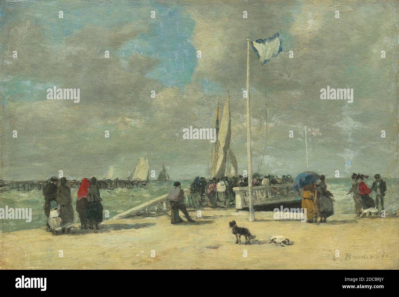 Eugène Boudin, peintre, français, 1824 - 1898, sur la jetée, c. 1869/1870, huile sur bois, hors tout: 18.4 x 27.4 cm (7 1/4 x 10 13/16 in.), encadré: 30.8 x 39.7 x 3.8 cm (12 1/8 x 15 5/8 x 1 1/2 in Banque D'Images