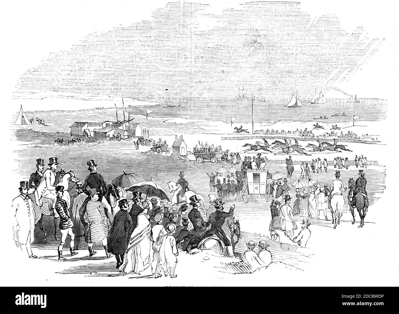 Courses de Freiston Shore, 1844. Courses hippiques sur la plage de sable de Freiston dans le Lincolnshire. De "Illustrated London News", 1844, vol I. Banque D'Images