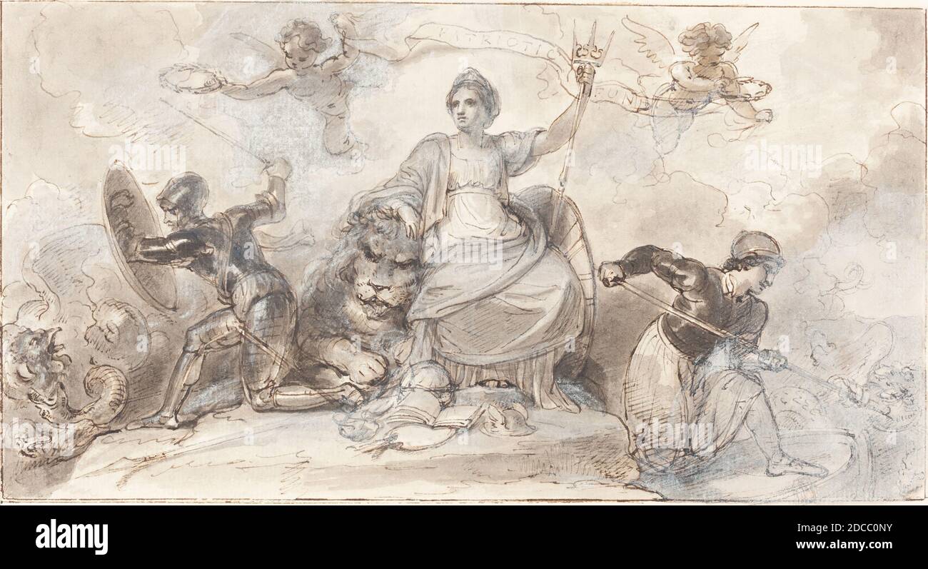 Robert Smirke, (artiste), britannique, 1752 - 1845, stylo et encre brune avec lavage gris rehaussé de blanc sur papier ponté, total: 21 x 26.2 cm (8 1/4 x 10 5/16 po Banque D'Images