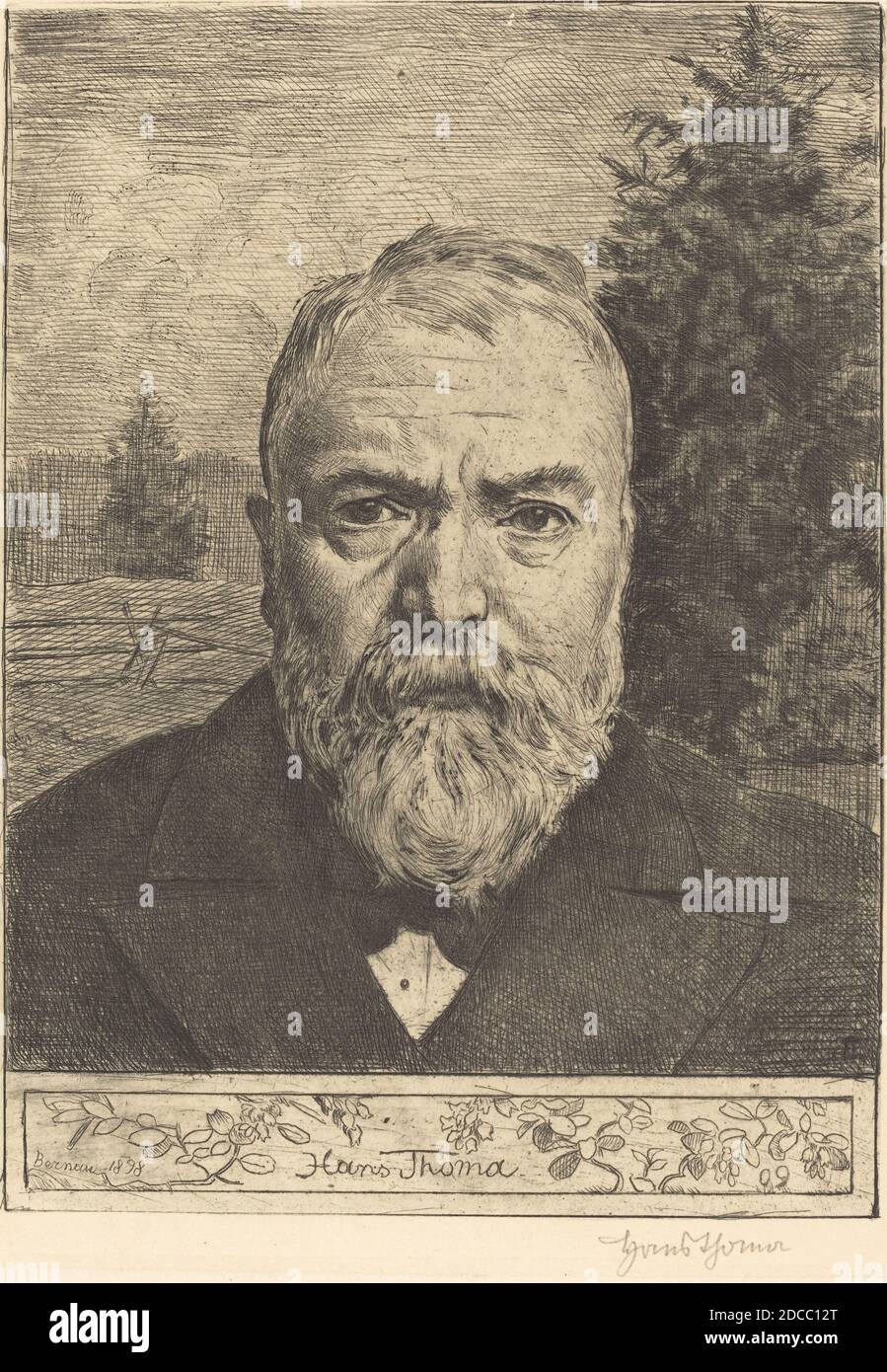 Hans Thoma, (artiste), allemand, 1839 - 1924, Auto-portrait II, 1898, gravure Banque D'Images