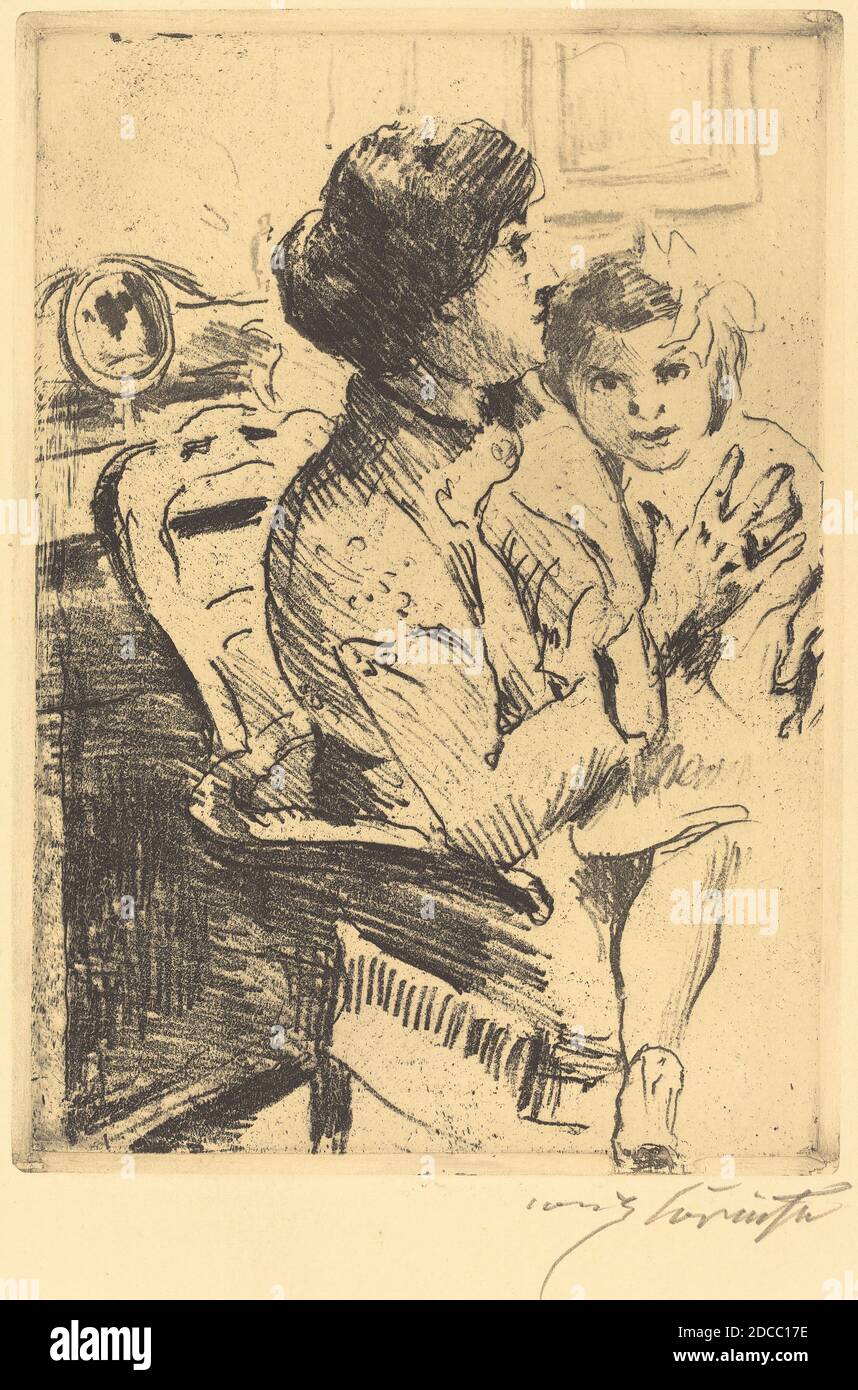 Lovis Corinth, (artiste), allemand, 1858 - 1925, Mutter und Kind (mère et enfant), 1911, gravure au sol en noir sur papier vélin, assiette: 20.8 x 14.7 cm (8 3/16 x 5 13/16 in.), feuille: 38.3 x 28 cm (15 1/16 x 11 in Banque D'Images