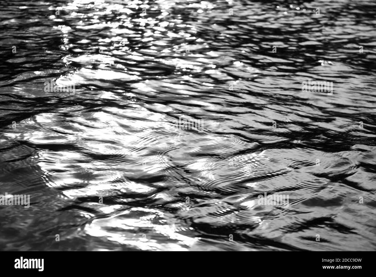 L'eau sombre scintille sur le lac. Banque D'Images