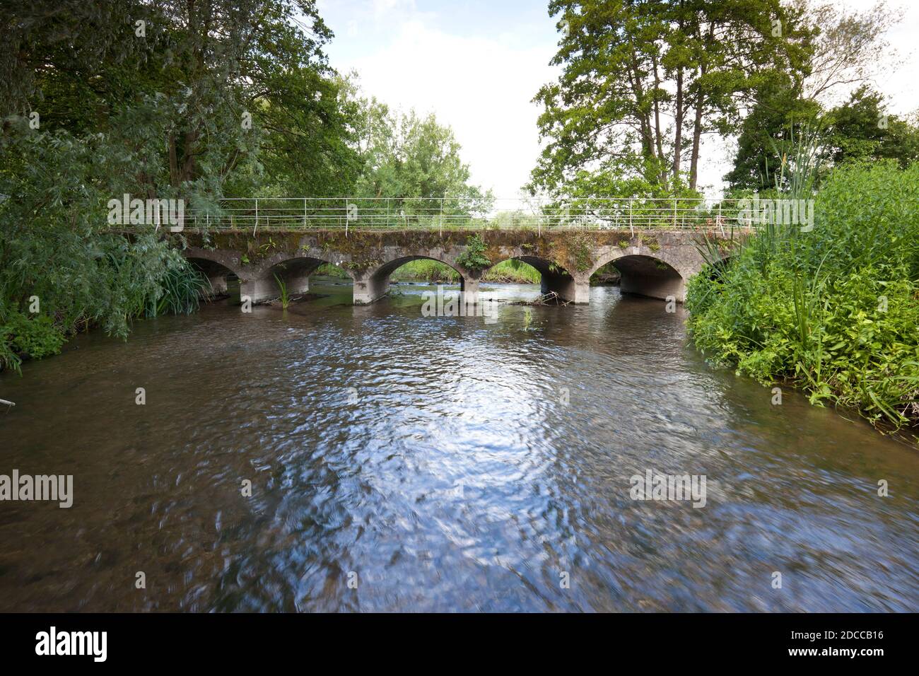 Un pont sur la rivière Nadder à Burcombe dans le Wiltshire. Banque D'Images