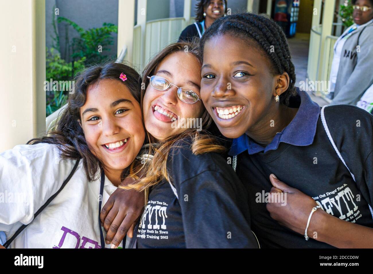 Miami Florida, Parrot Jungle Island éco-parc d'aventure, voyage scolaire étudiants adolescents adolescents adolescents, hispanique Black African fille amis, Banque D'Images