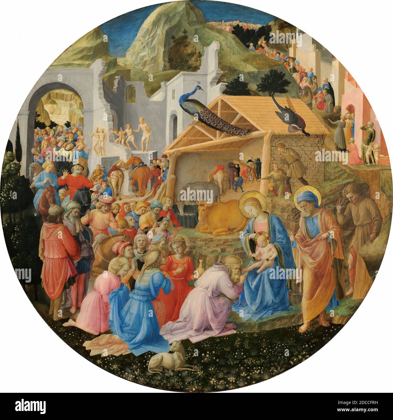 FRA Angelico, (peintre), Florentine, c. 1395 - 1455, FRA Filippo Lippi, (peintre), Florentine, c. 1406 - 1469, l'adoration des Mages, c. 1440/1460, tempera sur panneau peuplier, diamètre total: 137.3 cm (54 1/16 in.), encadré: 188 x 171.5 x 12.7 cm (74 x 67 1/2 x 5 in Banque D'Images