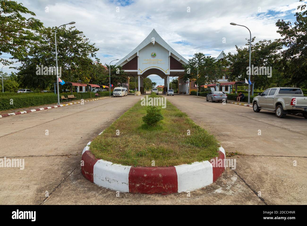 Veunkham, Laos - 28 septembre 2019 : point de contrôle de Veunkham à Champasak. Il ne s'agit que du point de contrôle de la frontière internationale pour entrer au Laos par terre fr Banque D'Images