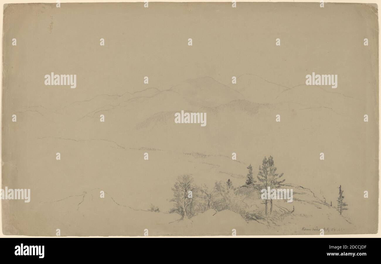 Homer Dodge Martin, (artiste), cuisine américaine, 1836 - 1897, Raven Hill, 1868, graphite sur papier vélin vert, feuille: 32.7 × 53 cm (12 7/8 × 20 7/8 po Banque D'Images