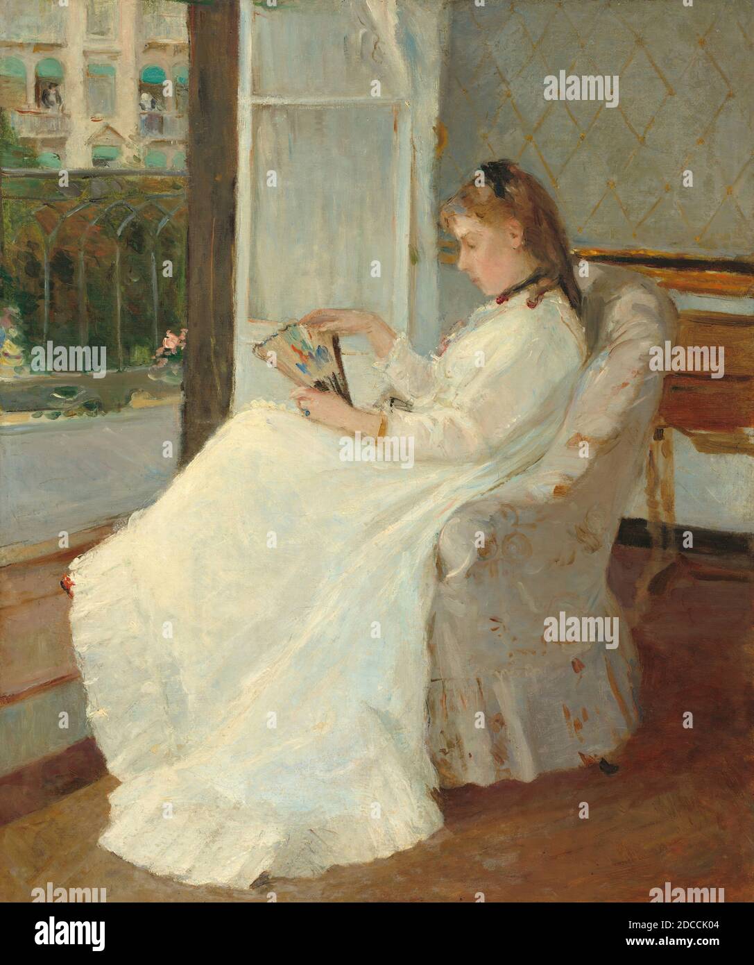 Berthe Morisot, (artiste), français, 1841 - 1895, la sœur de l'artiste à la fenêtre, 1869, huile sur toile, total: 54.8 x 46.3 cm (21 9/16 x 18 1/4 po), encadré: 74.93 × 67.31 × 10.8 cm (29 1/2 × 26 1/2 × 4 1/4 po) Banque D'Images