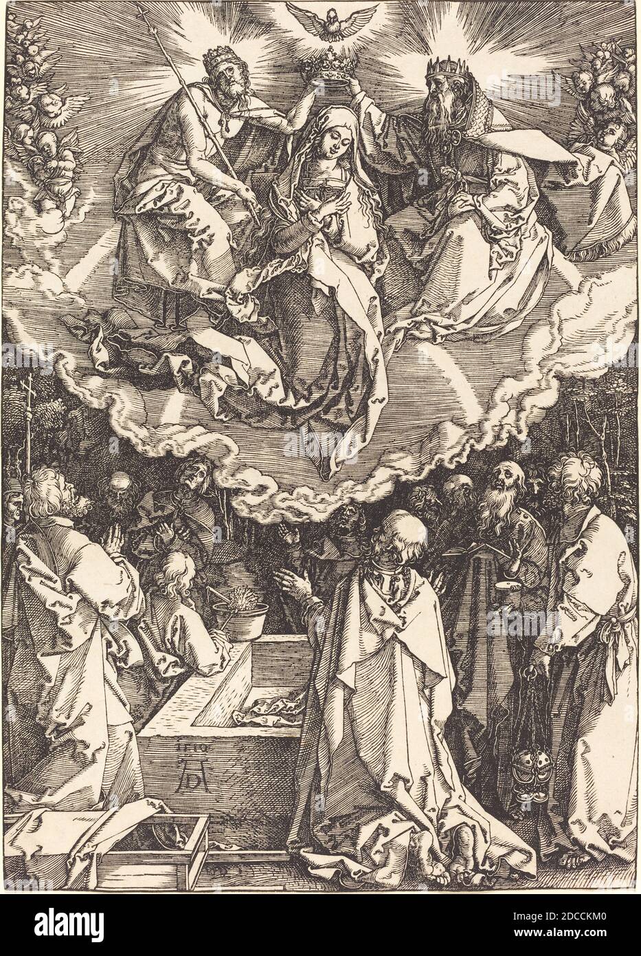 Albrecht Dürer, (artiste), allemand, 1471 - 1528, l'Assomption et le Couronnement de la Vierge, la vie de la Vierge, (série), 1510, coupe de bois, feuille (rognée à l'image): 29.6 × 20.9 cm (11 5/8 × 8 1/4 po Banque D'Images