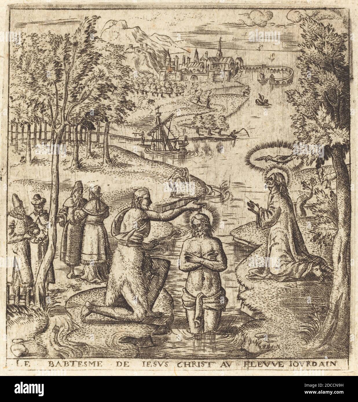 Léonard Gaultier, (artiste), Français, 1561 - 1641, le Baptême du Christ, scènes du Nouveau Testament, (série), probablement c. 1576/1580, gravure Banque D'Images