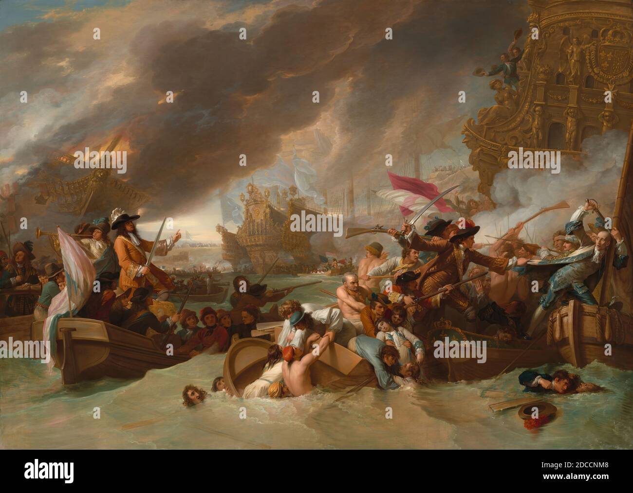 Benjamin West, (peintre), américain, 1738 - 1820, la bataille de la Hogue, 1778, huile sur toile, total: 152.7 x 214 cm (60 1/8 x 84 1/4 po), encadré: 180.3 x 241 cm (71 x 94 7/8 po Banque D'Images