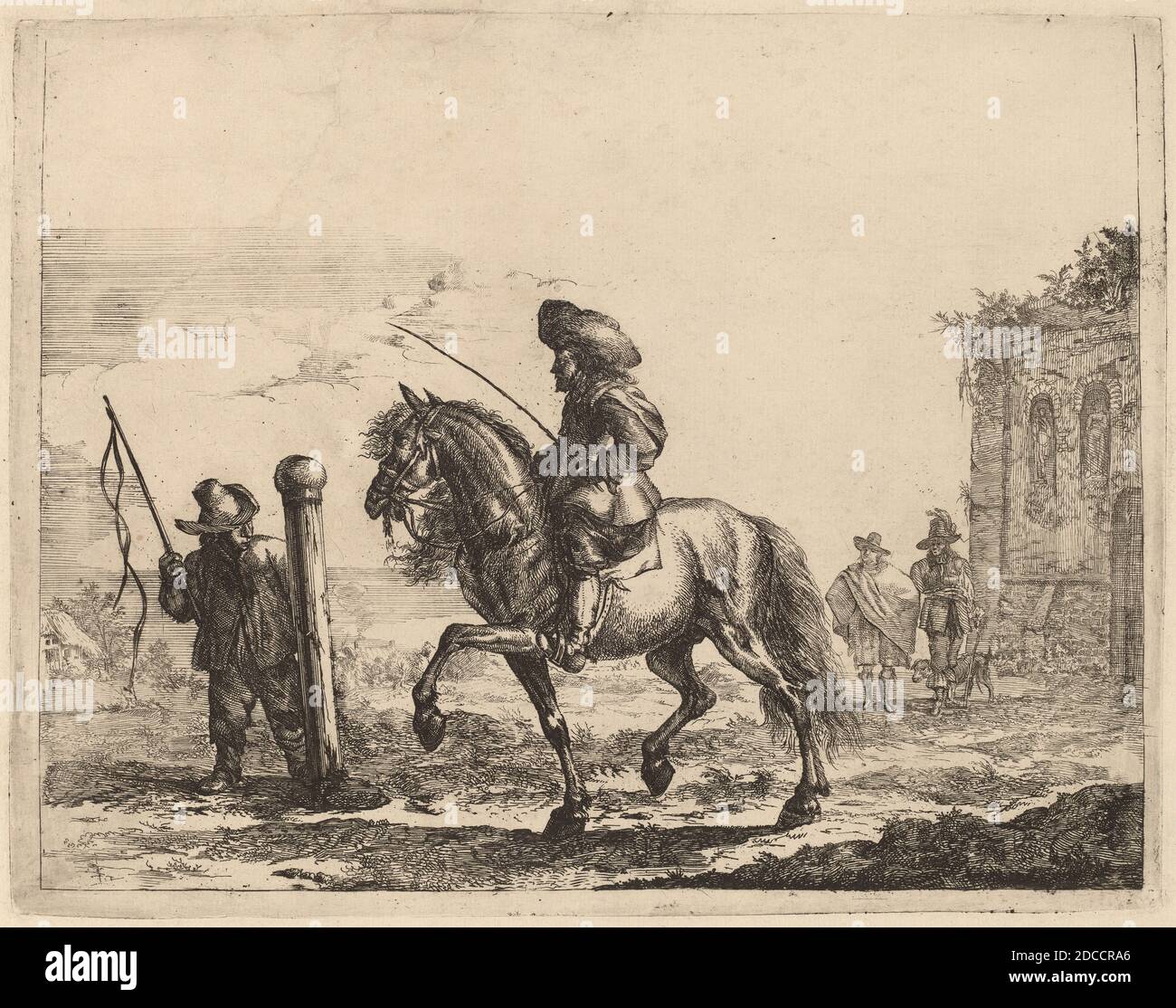 Jacob Duck, (artiste), Néerlandais, c. 1600 - 1667, École d'équitation, gravure Banque D'Images