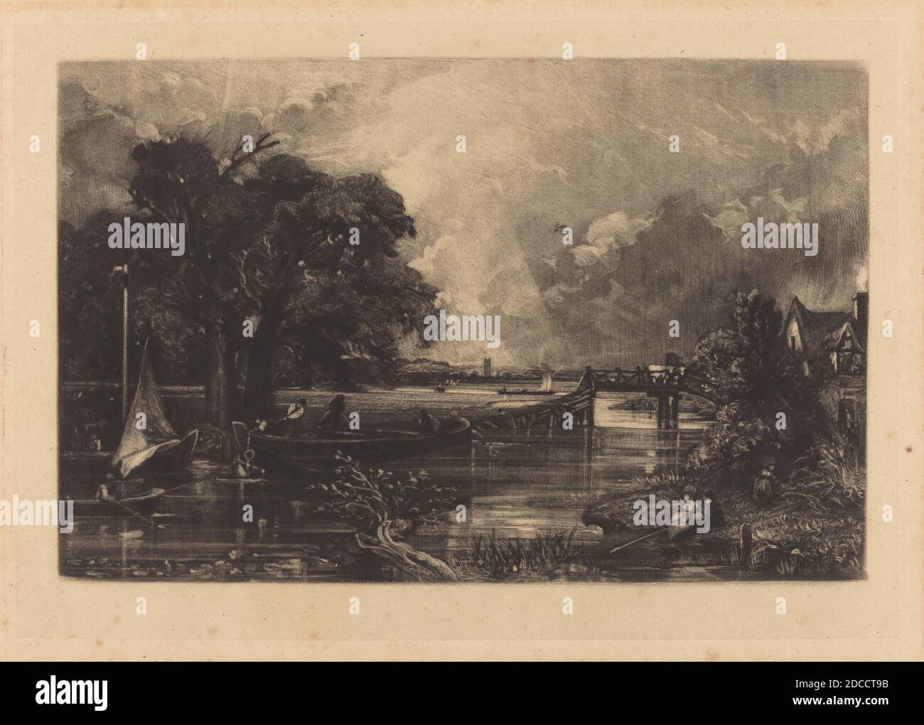 David Lucas, (artiste), britannique, 1802 - 1881, John Constable, (artiste après), britannique, 1776 - 1837, River Stour, in ou après 1830, mezzotint Banque D'Images