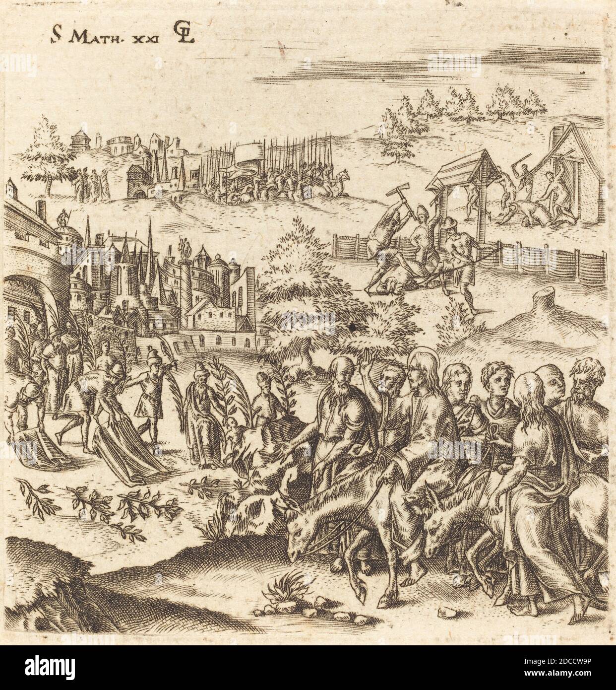 Léonard Gaultier, (artiste), Français, 1561 - 1641, l'entrée dans Jérusalem, scènes du Nouveau Testament, (série), probablement c. 1576/1580, gravure Banque D'Images