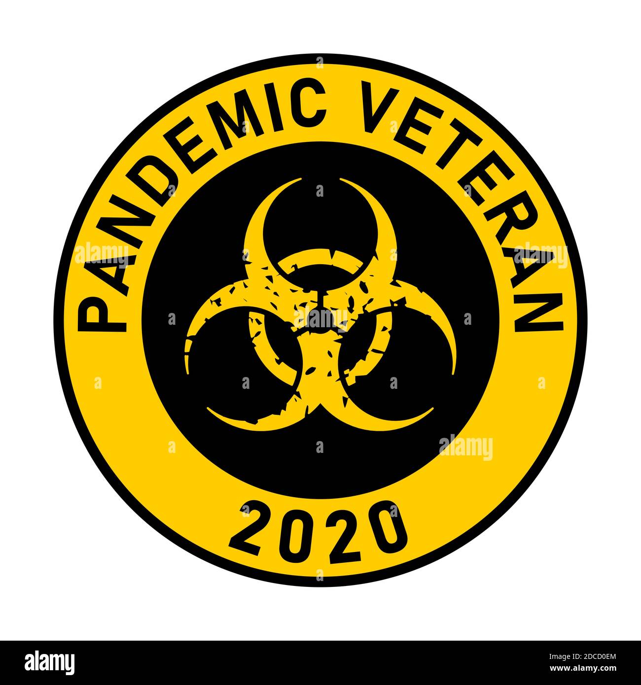 Icône d'autocollant adhésif d'affiche circulaire ou de panneau de signalisation pour les coronavirus de l'ancien combattant pandémique. Image vectorielle. Illustration de Vecteur