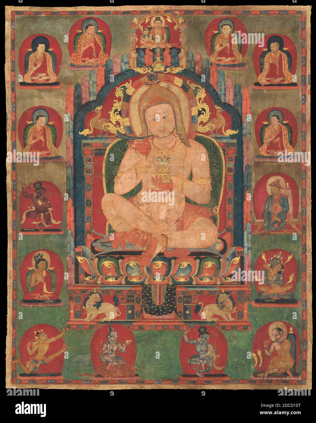 Jnanatapa a assisté par Lamas et Mahasiddhas Banque D'Images