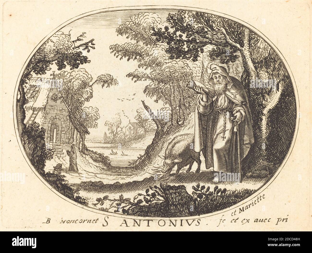 Balthasar Moncornet, (artiste), français, c. 1600 - 1668, Saint Anthony, gravure Banque D'Images