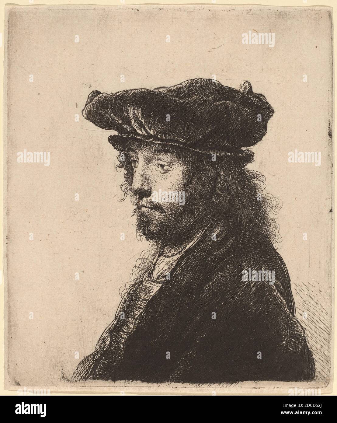 Rembrandt van Rijn, (artiste), néerlandais, 1606 - 1669, Jan Lievens, (artiste d'après), néerlandais, 1607 - 1674, le quatrième chef oriental, c. 1635, gravure, feuille : 16.3 x 13.9 cm (6 7/16 x 5 1/2 po Banque D'Images