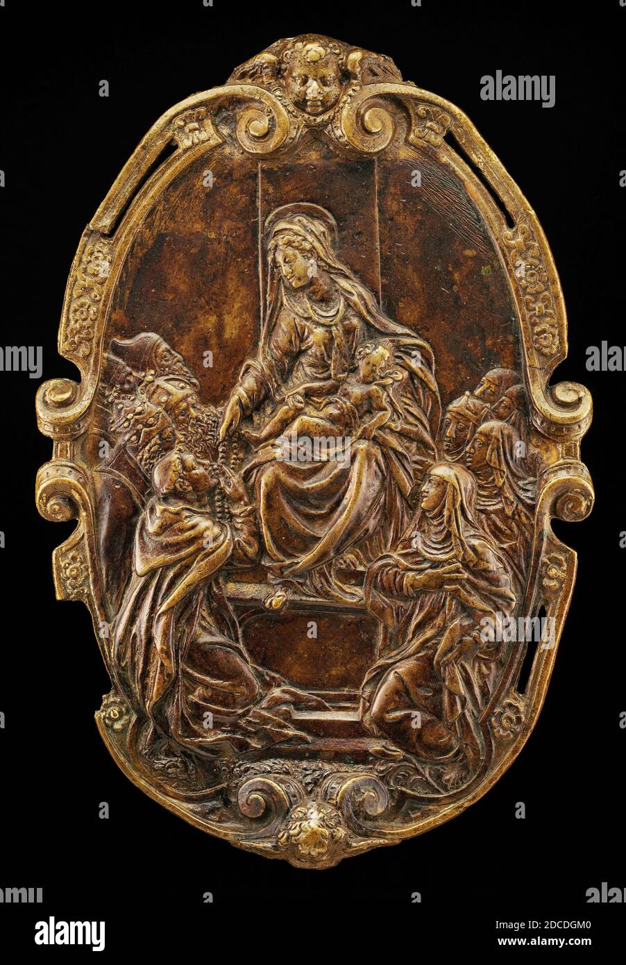 Artiste anonyme, (sculpteur), Jacopo Sansovino, (artiste apparenté), Florentine-Venetian, 1486 - 1570, la Madonna du Rosaire, milieu du XVIe siècle, bronze, total (ovale): 14.8 x 9.9 cm (5 13/16 x 3 7/8 po.) poids brut: 216 gr Banque D'Images