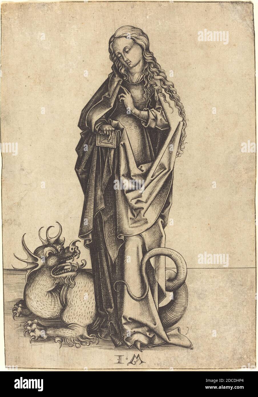 Israhel van Meckenem, (artiste), allemand, c. 1445 - 1503, Saint Margaret, ch. 1480/1490, gravure Banque D'Images