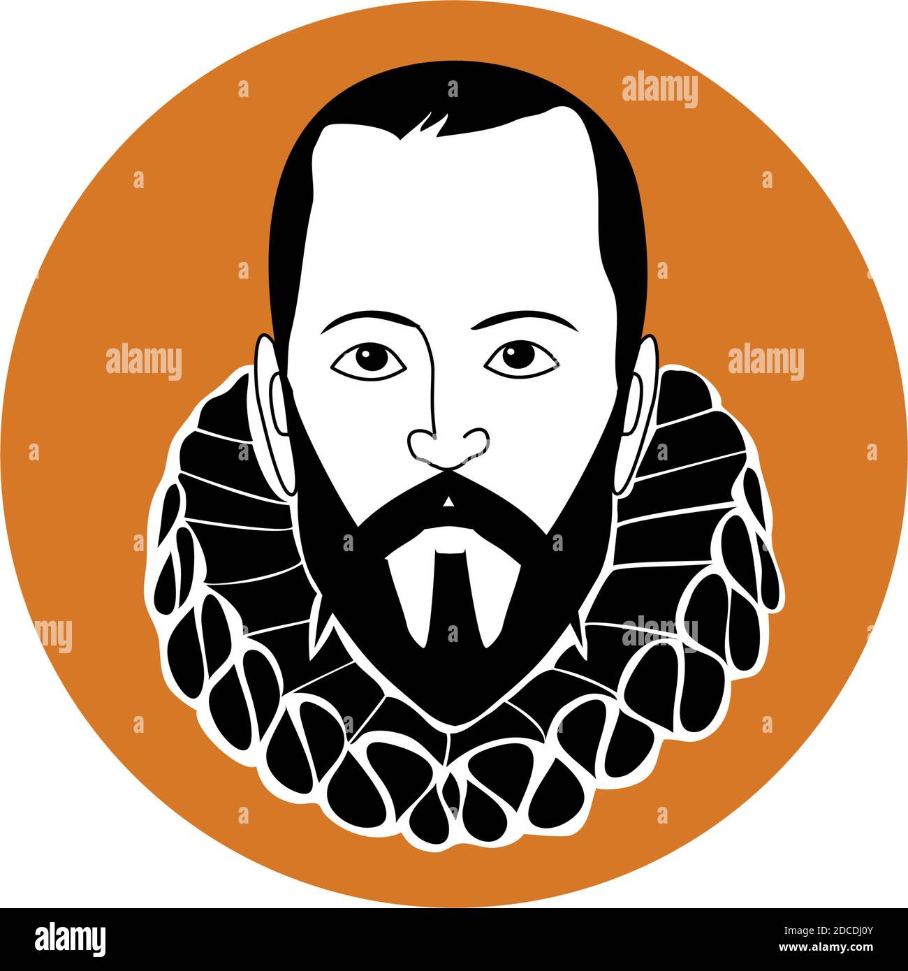 Illustration vectorielle de Miguel de Cervantes Saavedra, écrivain espagnol du livre Don Quichotte de la Mancha Illustration de Vecteur