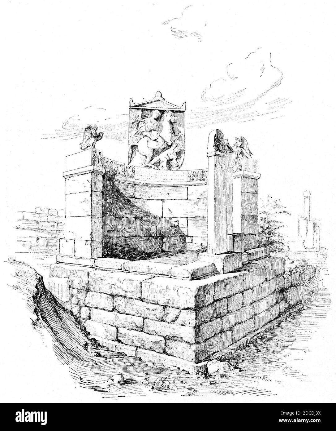 Kerameikos Dexileos-Monument Rekonstruktion (Der Friedhof am Eridanos, ABB. 34). Banque D'Images