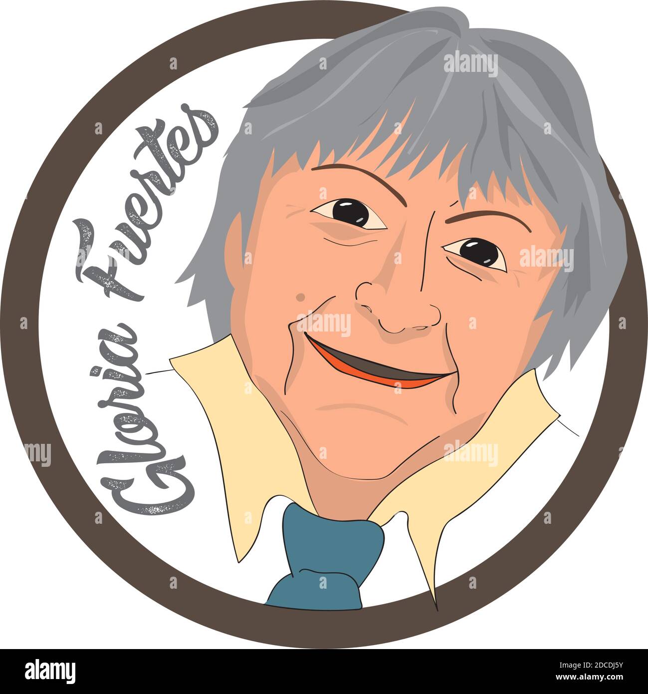 Gloria Fuertes, poète, illustration vectorielle linéaire d'un portrait de l'écrivain espagnol, dans son 100e anniversaire de naissance Illustration de Vecteur