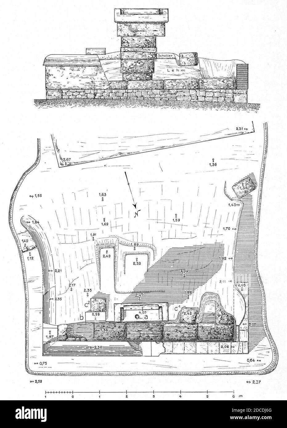 Kerameikos Grabbezirk XX Grundriss und Aufriss (Der Friedhof am Eridanos, ABB. 72). Banque D'Images