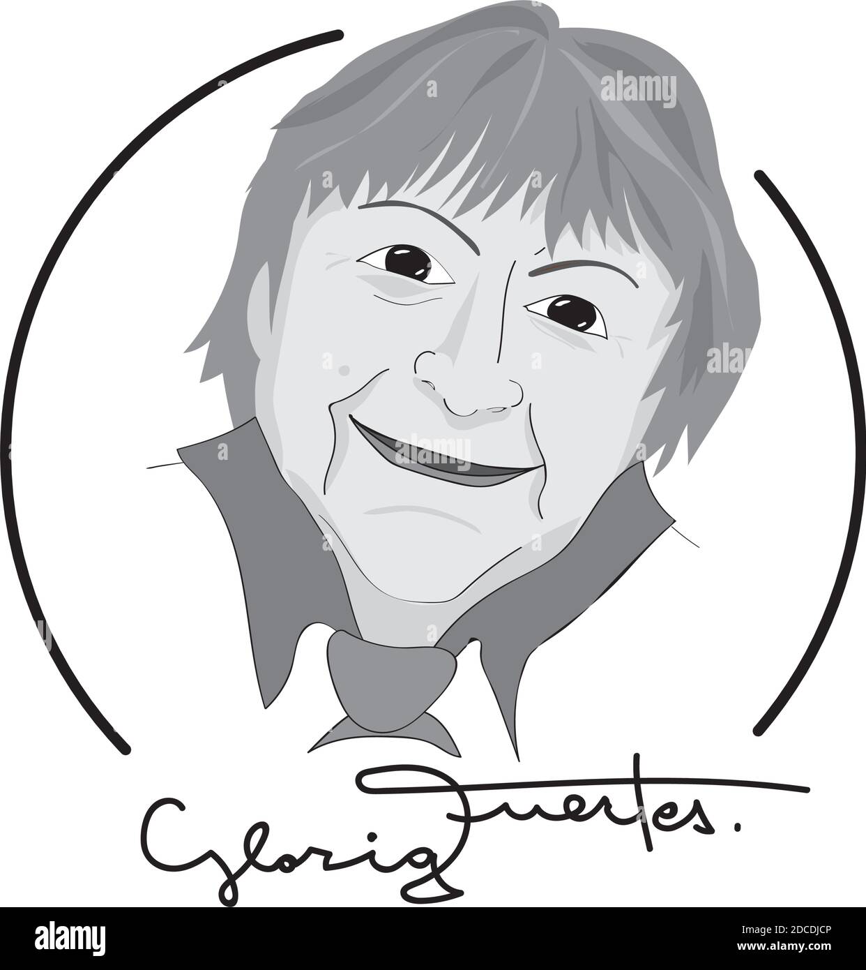 Gloria Fuertes, poète, illustration vectorielle linéaire d'un portrait de l'écrivain espagnol, dans son 100e anniversaire de naissance Illustration de Vecteur