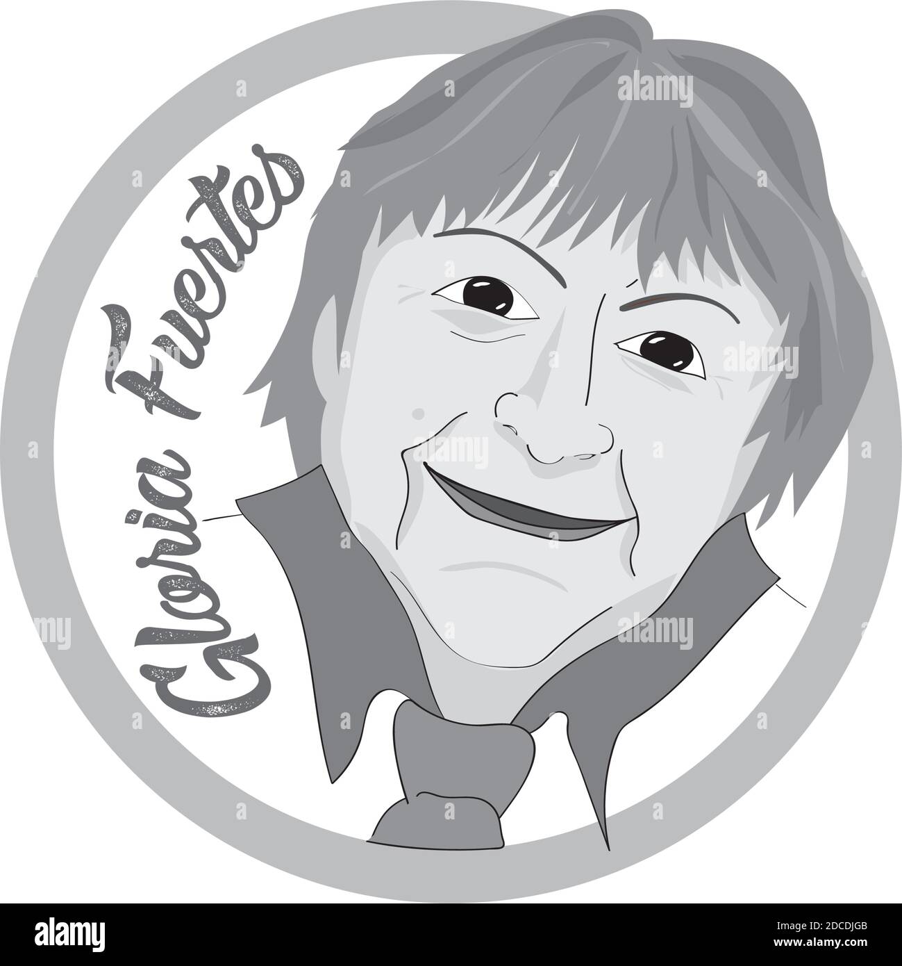 Gloria Fuertes, poète, illustration vectorielle linéaire d'un portrait de l'écrivain espagnol, dans son 100e anniversaire de naissance Illustration de Vecteur