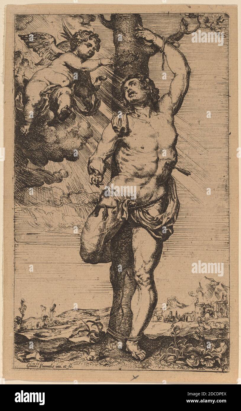 Willem Panneels, (artiste), Flamand, c. 1600 - probablement 1632, Saint Sébastien, gravure Banque D'Images