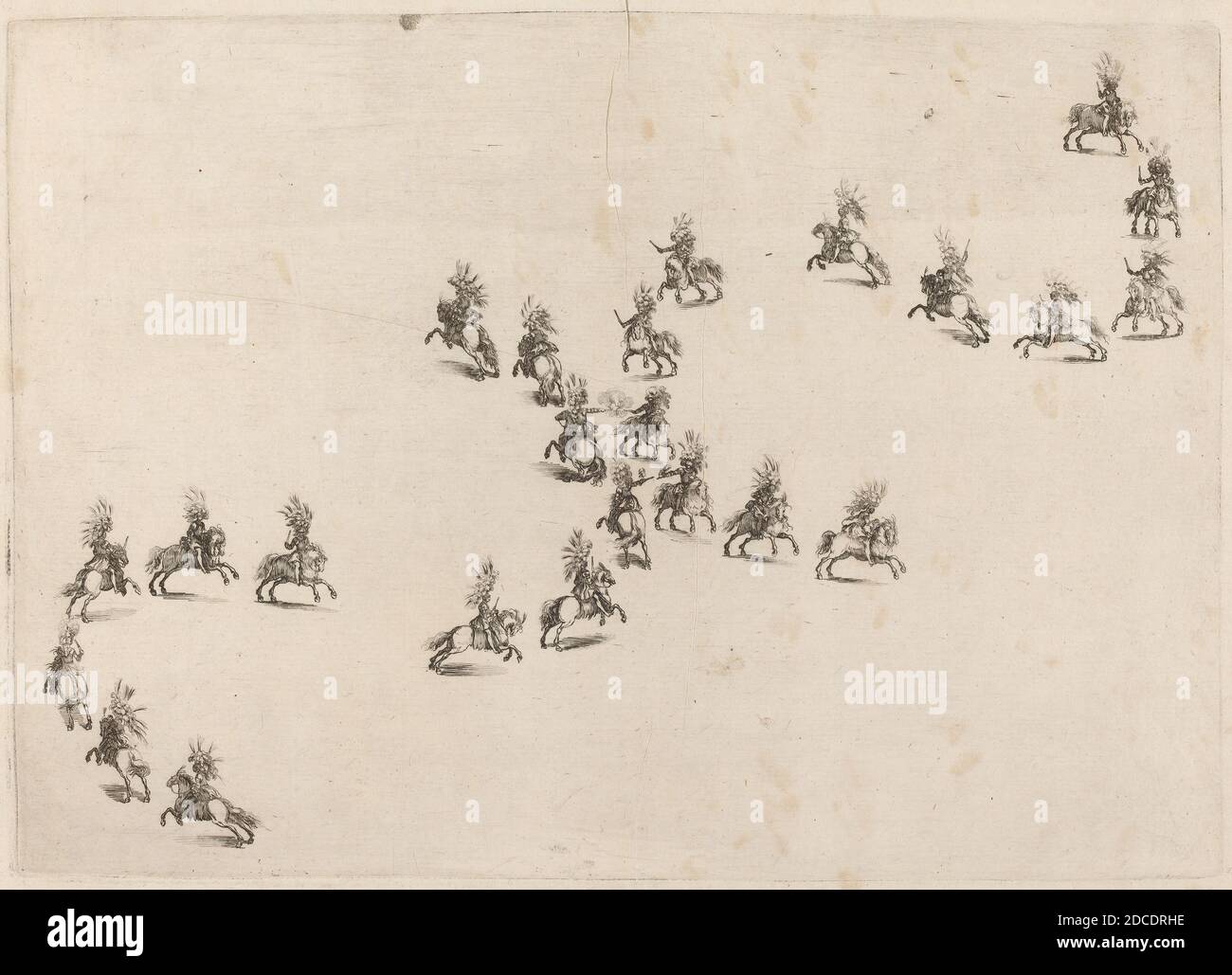 Stefano Della Bella, (artiste), Florentine, 1610 - 1664, vingt-quatre cavaliers en formation Double S, la gara delle Stagioni, (série), 1652, gravure sur papier couté, plaque: 23.2 x 32.6 cm (9 1/8 x 12 13/16 in.), feuille: 25.7 x 36.8 cm (10 1/8 x 14 1/2 in Banque D'Images