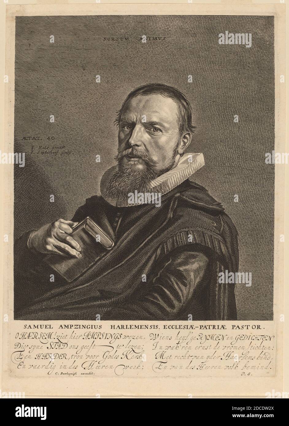 Jonas Suyderhoff, (artiste), Néerlandais, c. 1613 - 1686, Frans Hals, (artiste d'après), Néerlandais, c. 1582/1583 - 1666, Samuel Ampzing, gravure Banque D'Images
