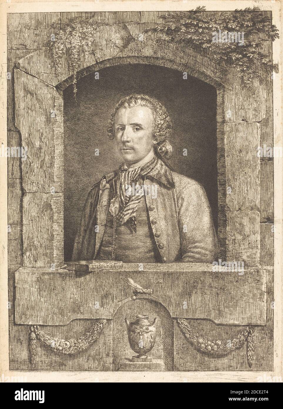 Antoine de Marcenay de Ghuy, (artiste), français, 1724 - 1811, autoportrait, gravure sur papier coulé, feuille (découpée au marquage de l'assiette) : 31.2 x 23.1 cm (12 5/16 x 9 1/8 po Banque D'Images