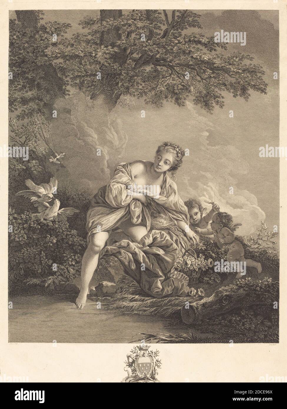 René Gaillard, (artiste), français, c. 1719 - 1790, François Boucher, (artiste d'après), français, 1703 - 1770, Vénus et les amours, gravure et gravure Banque D'Images