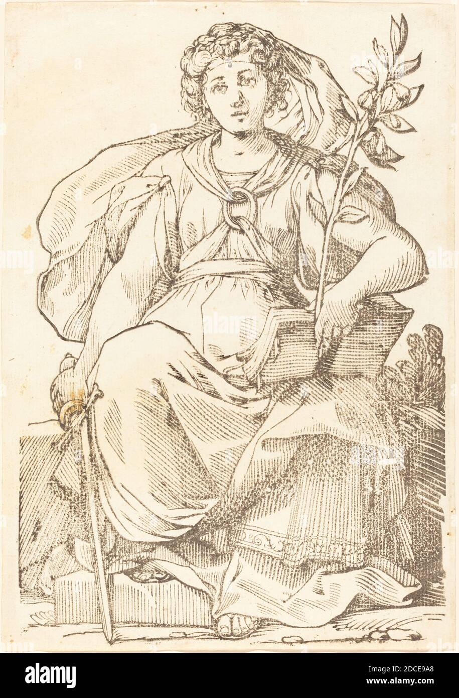 Jacques Stella, (artiste), Français, 1596 - 1657, Sibylla Europa, série de Sibyls, (série), 1625, coupe de bois Banque D'Images