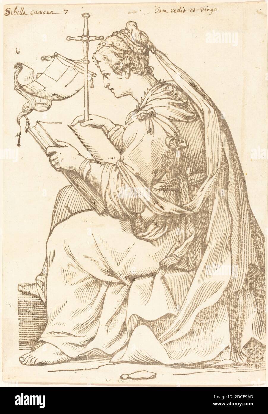 Jacques Stella, (artiste), français, 1596 - 1657, Sibylla Cumana, série de Sibyls, (série), 1625, coupe de bois Banque D'Images