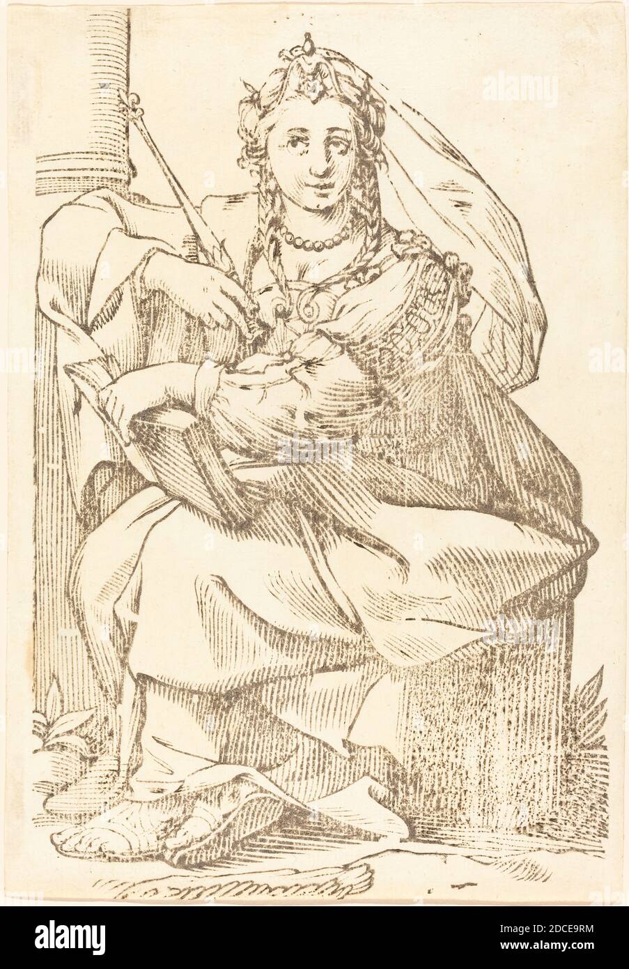 Jacques Stella, (artiste), Français, 1596 - 1657, Sibylla Phrygia, série de Sibyls, (série), 1625, coupe de bois Banque D'Images