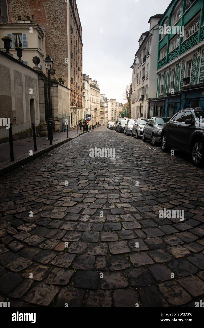 Rues de Montmartre à Paris, France. Banque D'Images
