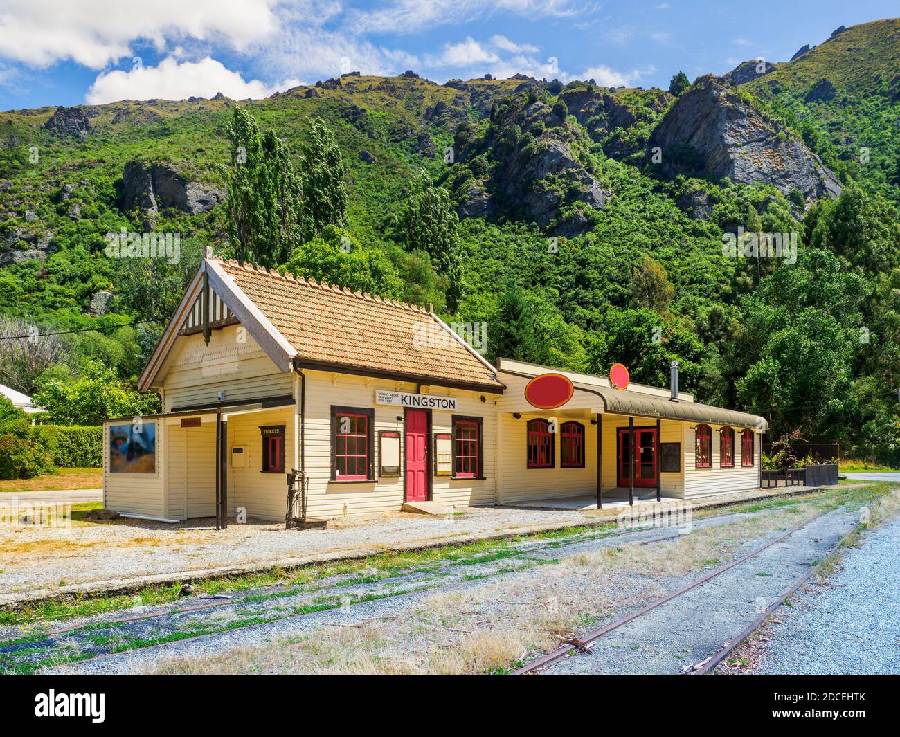 La succursale de Kingston était une ligne ferroviaire importante à Southland, en Nouvelle-Zélande. Il a fait partie du réseau ferroviaire national de la Nouvelle-Zélande pendant plus d'un siècle : contre Banque D'Images