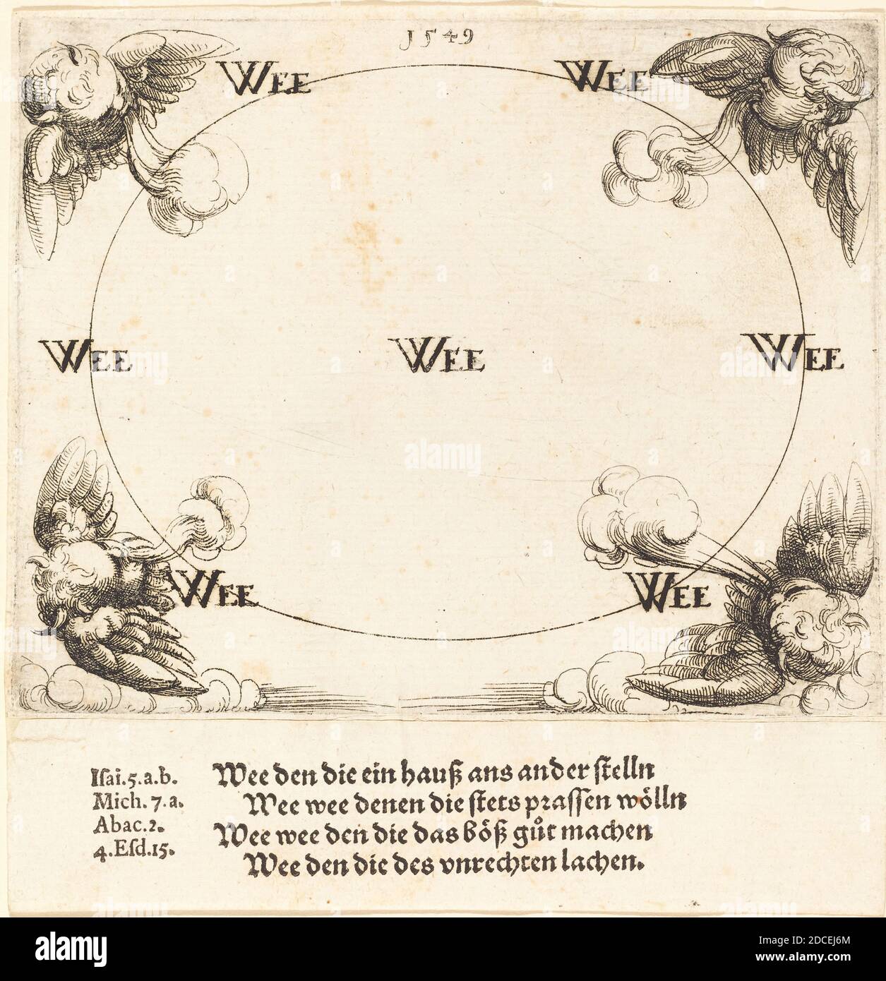 Augustin Hirschvogel, (artiste), allemand, 1503 - 1553, Woe est prononcé sur les scribes et les pharisiens, concordance des anciens et des nouveaux Testament, (série), 1549, gravure Banque D'Images