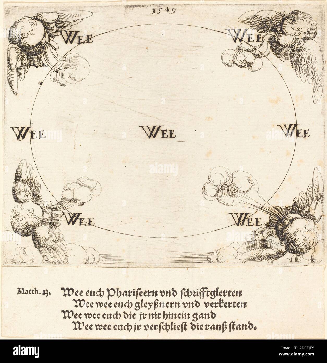 Augustin Hirschvogel, (artiste), allemand, 1503 - 1553, Woe est prononcé sur la coveté, la concordance des anciens et nouveaux Testament, (série), 1549, gravure Banque D'Images