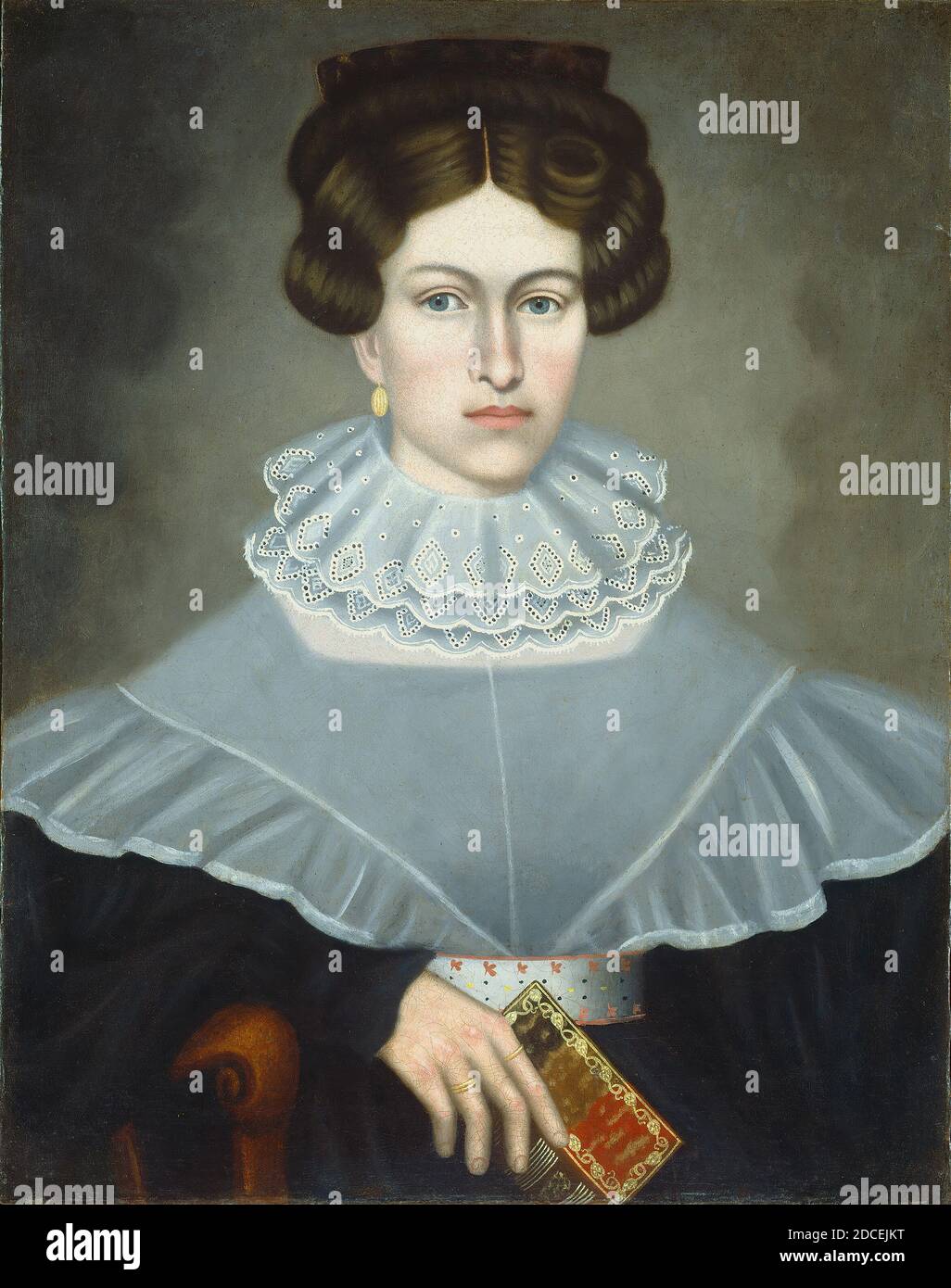 Erastus Salisbury Field, (artiste), cuisine américaine, 1805 - 1900, femme tenant un livre, c. 1835, huile sur toile, hors tout : 75.7 x 60.5 cm (29 13/16 x 23 13/16 po Banque D'Images