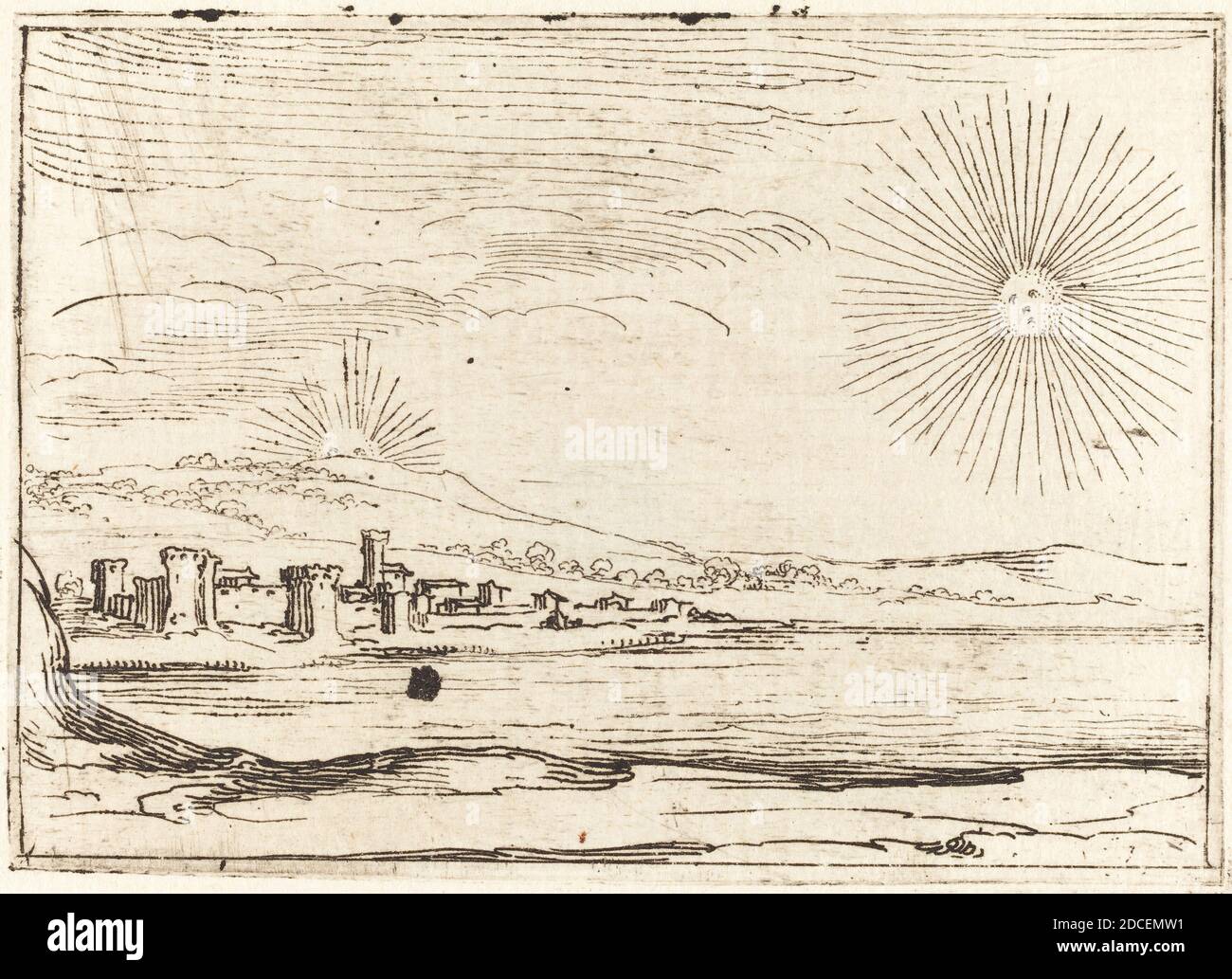 Jacques Callot, (artiste), français, 1592 - 1635, Sun Rising, The Light of the Cloister, (série), 1628, gravure Banque D'Images