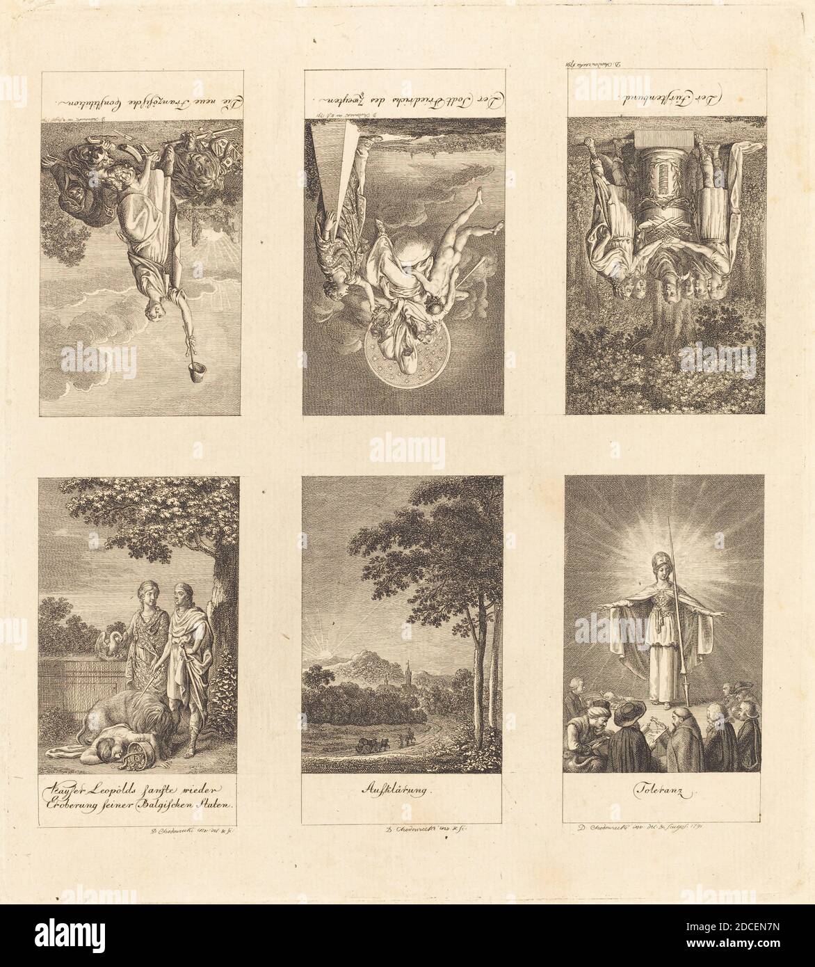 Daniel Nikolaus Chodowiecki, (artiste), allemand, 1726 - 1801, Affaires d'Etat, 1770-1780, 1791, gravure (6 gravures sur une feuille d'une plaque Banque D'Images