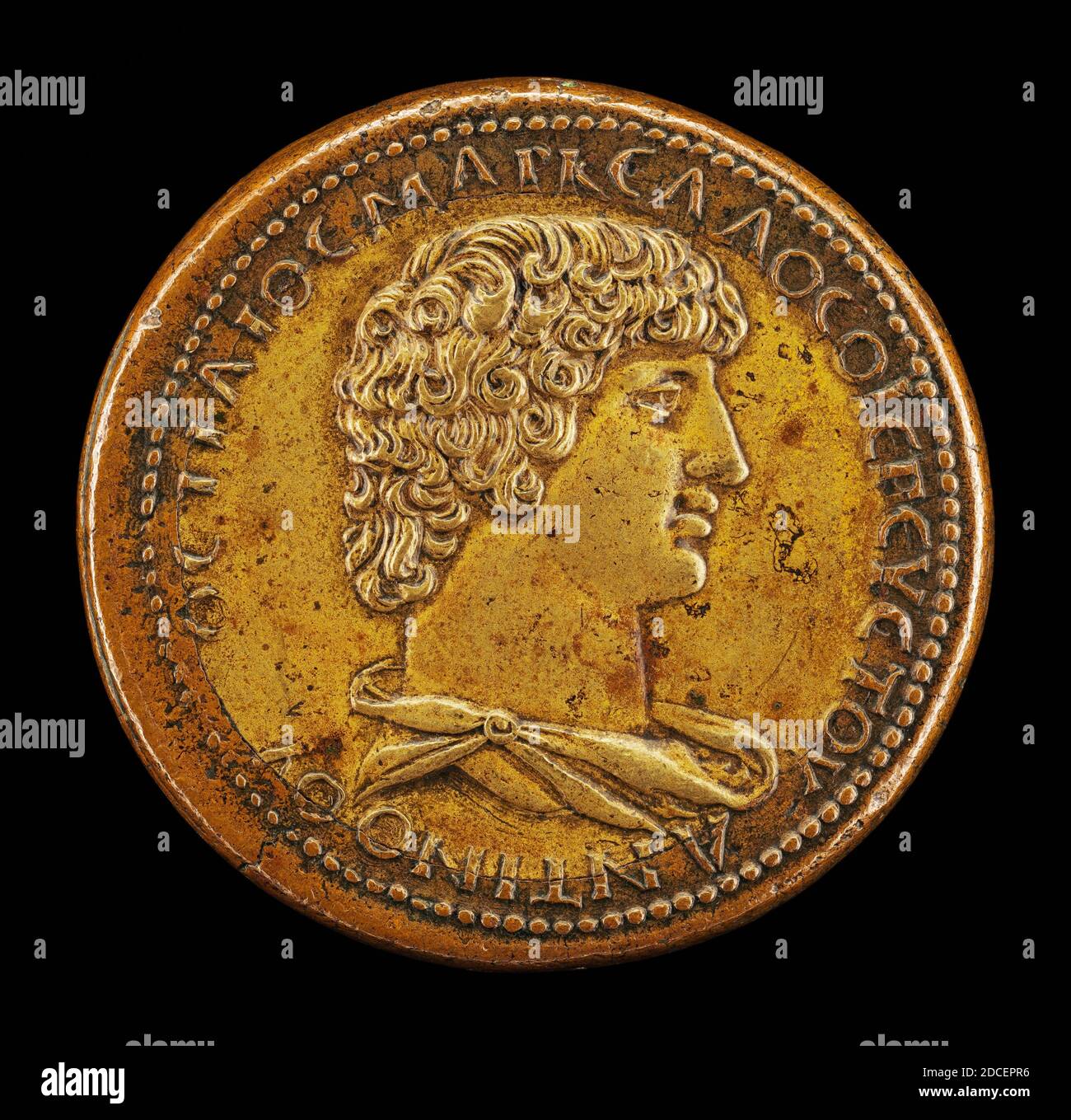 Giovanni da Cavino, (artiste), Paduan, 1500 - 1570, Antinous, mourut A.D. 130, favori de l'empereur Hadrien, bronze et cuivre/frappé, total (diamètre): 4.13 cm (1 5/8 po), poids brut: 48.21 gr (0.106 lb), axe: 11:00 Banque D'Images