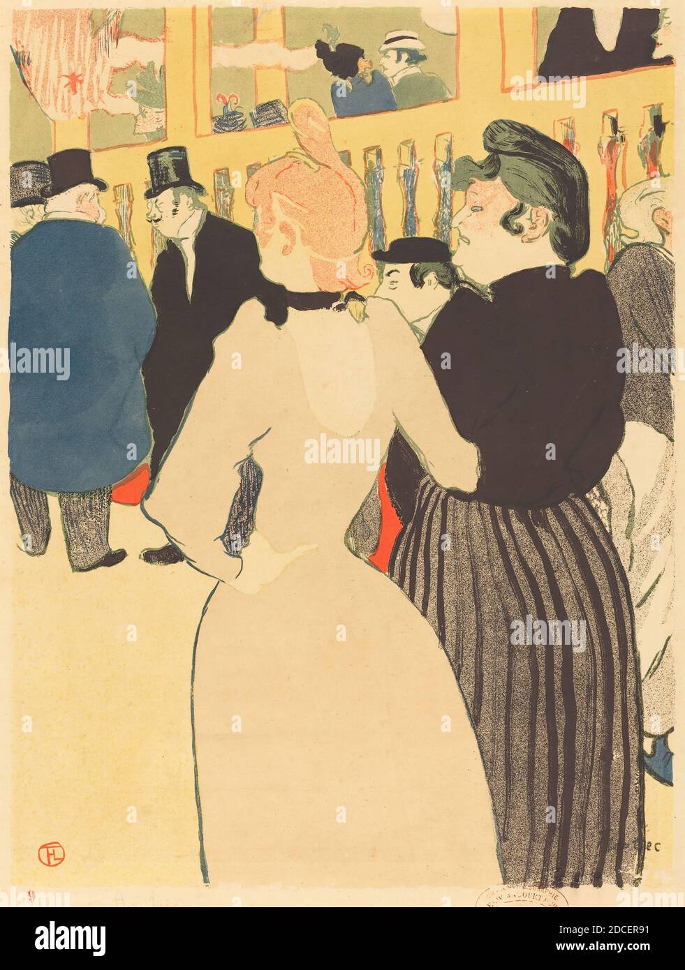 Henri de Toulouse-Lautrec, (artiste), français, 1864 - 1901, au Moulin Rouge, la Goulue et sa sœur (au Moulin Rouge, la Goulue et sa soeur), 1892, lithographie couleur, image : 45.8 x 34.4 cm (18 1/16 x 13 9/16 po.), feuille : 49.7 x 37.4 cm (19 9/16 x 14 3/4 po. Banque D'Images