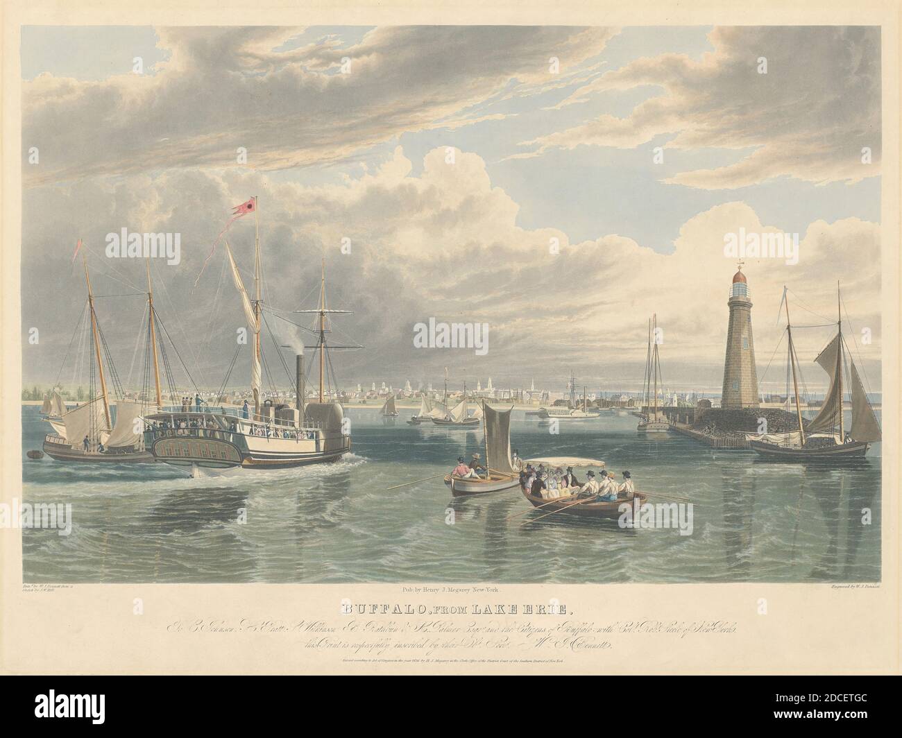 William James Bennett, (artiste), américain, né en Angleterre, c. 1787 - 1844, John William Hill, (artiste après), cuisine américaine, 1812 - 1879, Buffalo, du lac Érié, publié en 1836, aquatint couleur main avec touches de gravure sur papier vélin, plaque: 52.3 x 70.4 cm (20 9/16 x 27 11/16 po), feuille: 56 x 78 cm (22 1/16 x 30 11/16 po Banque D'Images