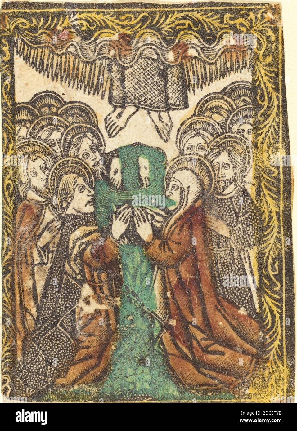 Allemand XVe siècle, (artiste), Maître des frontières avec les quatre Pères de l'Église, (artiste apparenté), allemand, actif c. 1470, l'Ascension, vingt scènes de la passion d'Oxford, (série), 1460/1480, métal coupé, couleur à la main jaune, lac rouge-brun, et vert Banque D'Images